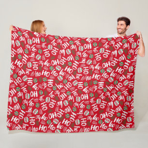 Kerstballen in rood en groen met 'Ho Ho Ho' Fleece Deken