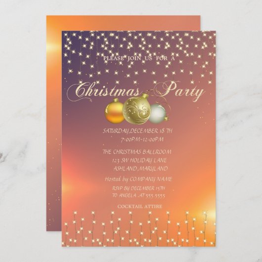 kerstballen, lichte kerstfeest kaart (Voorkant / Achterkant)