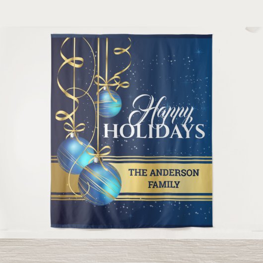 Kerstballen luxe groetjes muur wandkleed (Voorkant)