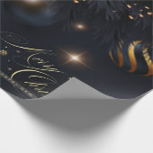 Kerstballen Pine Tree Branches Zwart Cadeaupapier (Hoek)