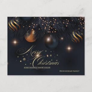 Kerstballen Pine Tree Branches Zwart Feestdagenkaart