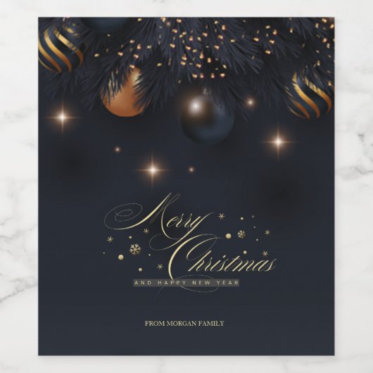 Kerstballen Pine Tree Branches Zwart Wijn Etiket (Enkel label)