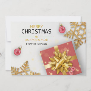 kerstballen Rood cadeaudoos Goud Snowflakes Feestdagenkaart