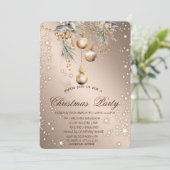 Kerstballen Roze Goud Kerstmis Kaart (Staand voorkant)