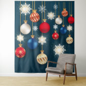 Kerstballen sneeuwvlokken decoraties achtergrond wandkleed (In situ)