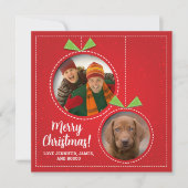 Kerstballen Twee Foto Plat Kerstkaart (Voorkant)