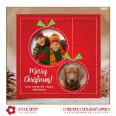 Kerstballen Twee Foto Plat Kerstkaart