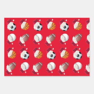Kerstballer Sports Funny Santa Holiday Inpakpapier Vel
