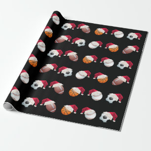 Kerstballer Sports Funny Santa Holiday Wrappi Cadeaupapier