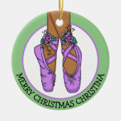 Kerstballetslippers, speciaal aangepast keramisch ornament (Voorkant)