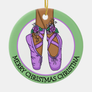 Kerstballetslippers, speciaal aangepast keramisch ornament