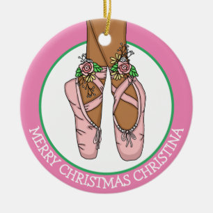 Kerstballetslippers, speciaal aangepast keramisch ornament