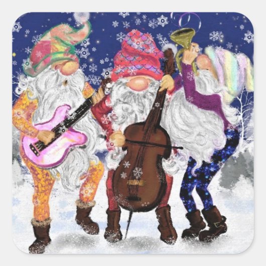 kerstband - Happy Song Vierkante Sticker (Voorkant)