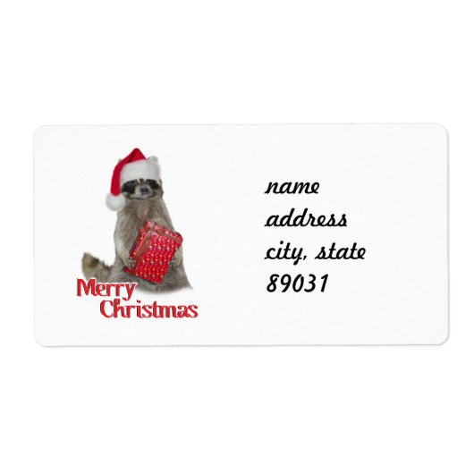 Kerstbandit Raccoon met Cadeau Etiket (Voorkant)