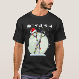 kerstbarber hairdresser schaar met kerstman H T-shirt