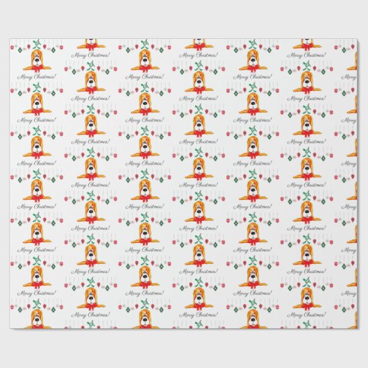 kerstbasset Hond Cadeaupapier (Vlak)