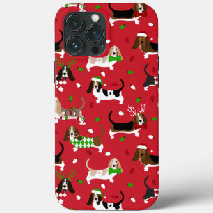 kerstbasset Hond iPhone 13 Pro Max Hoesje