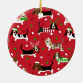 kerstbasset Hond Keramisch Ornament (Achterkant)