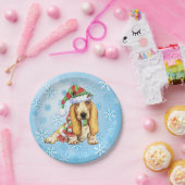 kerstbasset Hond Papieren Bordje (Feest)