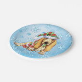 kerstbasset Hond Papieren Bordje (Gekanteld)