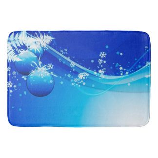 Kerstbath Mat/Blue Ornaments Badmat