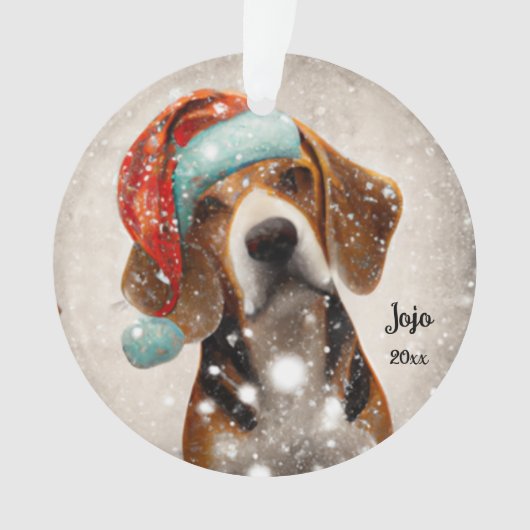 Kerstbeagle, Santa Dog Ornament (voorkant)