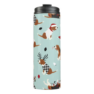 kerstbeagles Blue Thermal Tumbler Thermosbeker