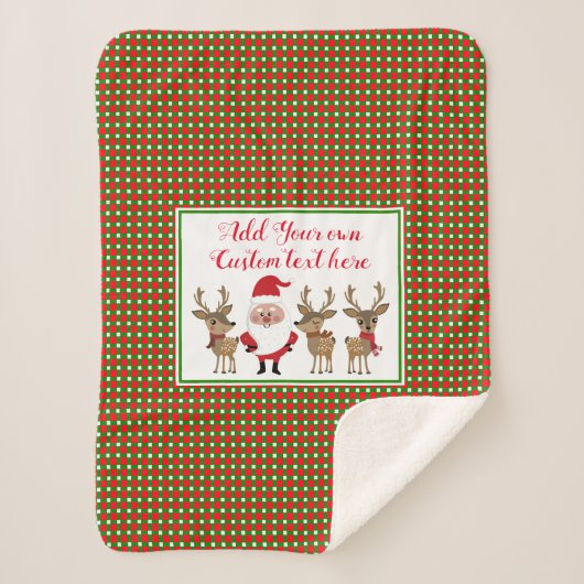 Kerstbediende Santa Reindester Aangepaste tekst to Sherpa Deken (Voorkant)