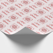 Kerstbedwelmde rode ornamentesnowflake cadeaupapier (Hoek)