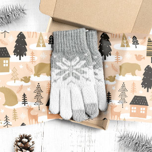 Kerstbeer dorp Roze Zwart Goud Modern Tissuepapier