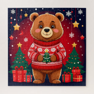 Kerstbeer in trui voor gezellig familiefun legpuzzel