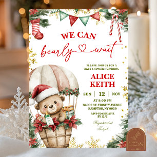 Kerstbeer Luchtballon Kerstman Jongen Baby Shower Kaart