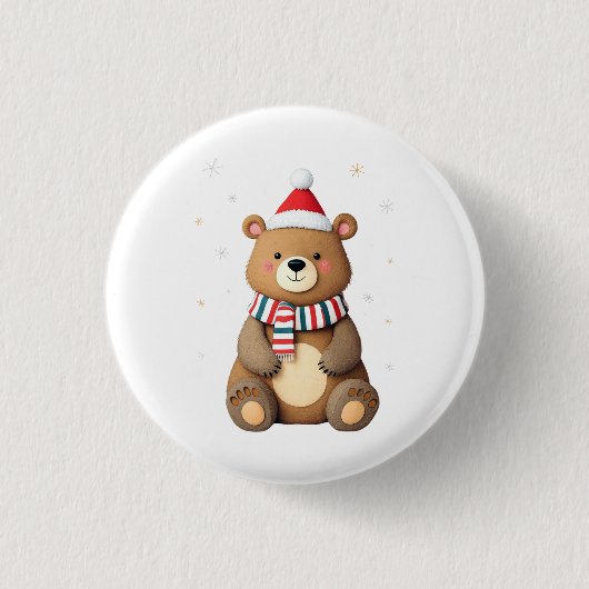 Kerstbeer Ronde Button 3,2 Cm (Voorkant)