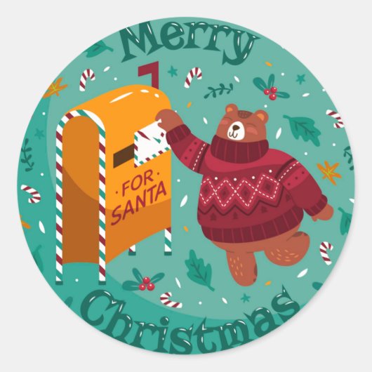 kerstBeer Ronde Sticker (Voorkant)
