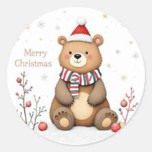 Kerstbeer Ronde Sticker