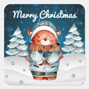 Kerstbeer Winter Z neige Stickers