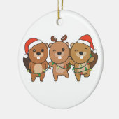 Kerstbeesten met kerstbedekking keramisch ornament (Links)