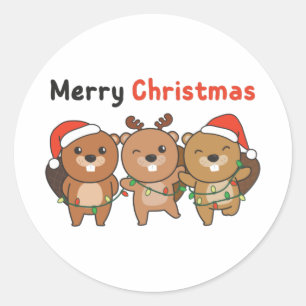 Kerstbeesten met kerstbeesten beuzelen vrolijk ker ronde sticker