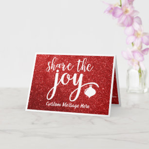 kerstbegroet deel Joy Red Glitter Kaart