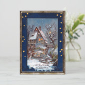  kerstbegroeting met winterkatoen feestdagenkaart (Staand voorkant)