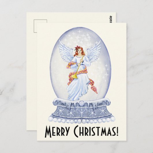 kerstbek met snowglobe briefkaart (Voorkant / Achterkant)