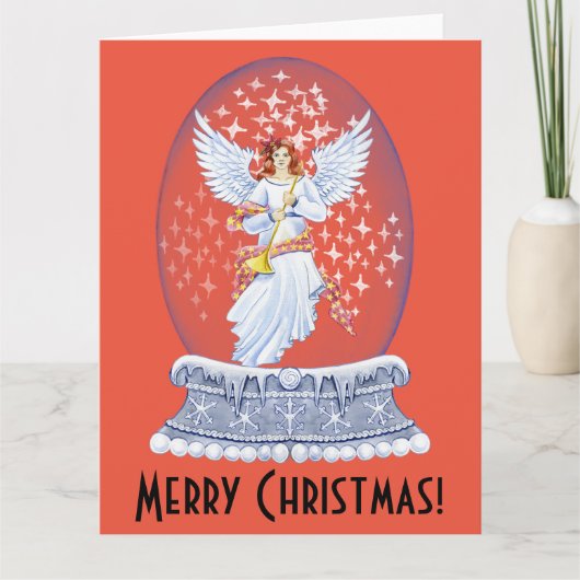 kerstbek met snowglobe kaart (Voorkant)