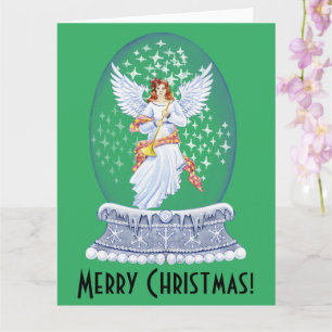 kerstbek met snowglobe kaart