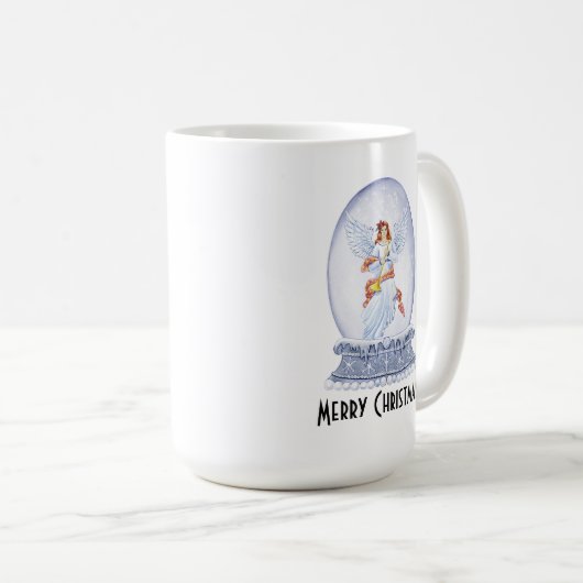 kerstbek met snowglobe koffiemok (Voorkant rechts)