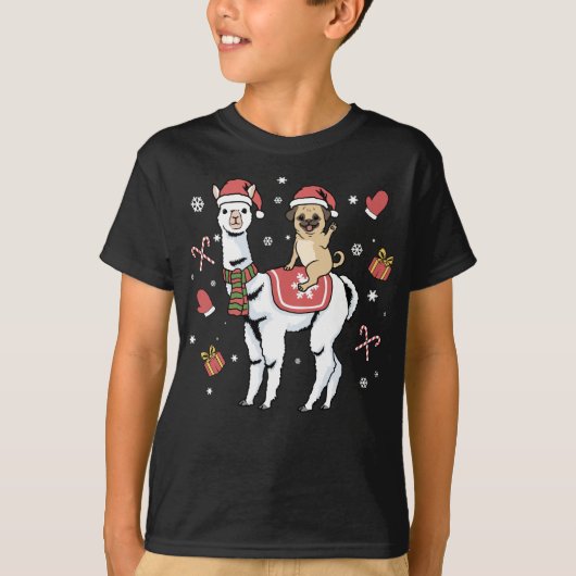 Kerstbeker Llama Dog Merry Kerstalpaca T-shirt (Voorkant)