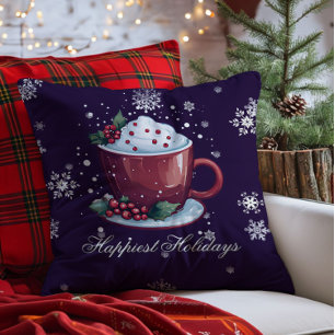 Kerstbeker met warme chocolademelk Paars Kussen