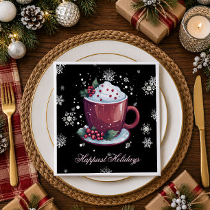 Kerstbeker met warme chocolademelk Zwart Servet