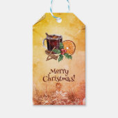 kerstbeker Oranje Holly Berry Cinnamon Greeting Cadeaulabel (Voorkant)