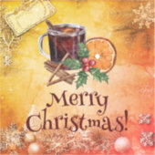 kerstbeker Oranje Holly Berry Cinnamon Greeting Sticker (Voorkant)