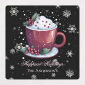 Kerstbeker van warme chocolademelk gepersonaliseer labels (Design 1)